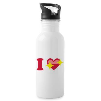 I love - Trinkflasche mit integriertem Trinkhalm - Weiß - Rechts