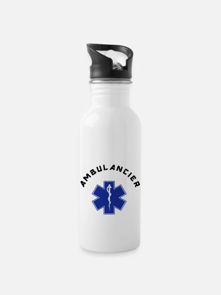 ambulancier logo - Gourde avec paille intégrée - blanc