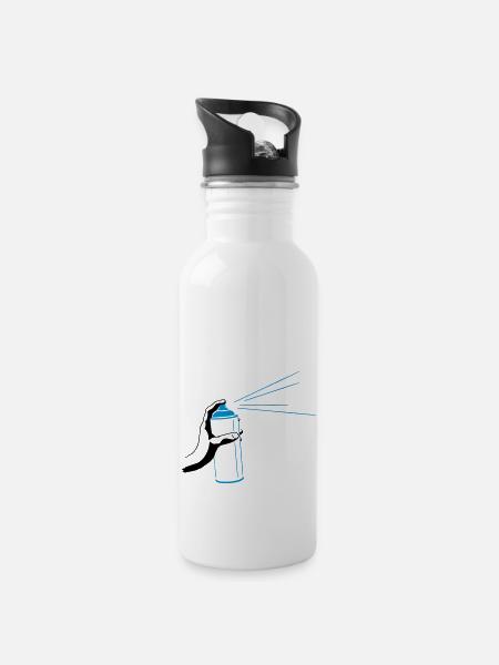 Spraydose - Trinkflasche mit integriertem Trinkhalm - Weiß