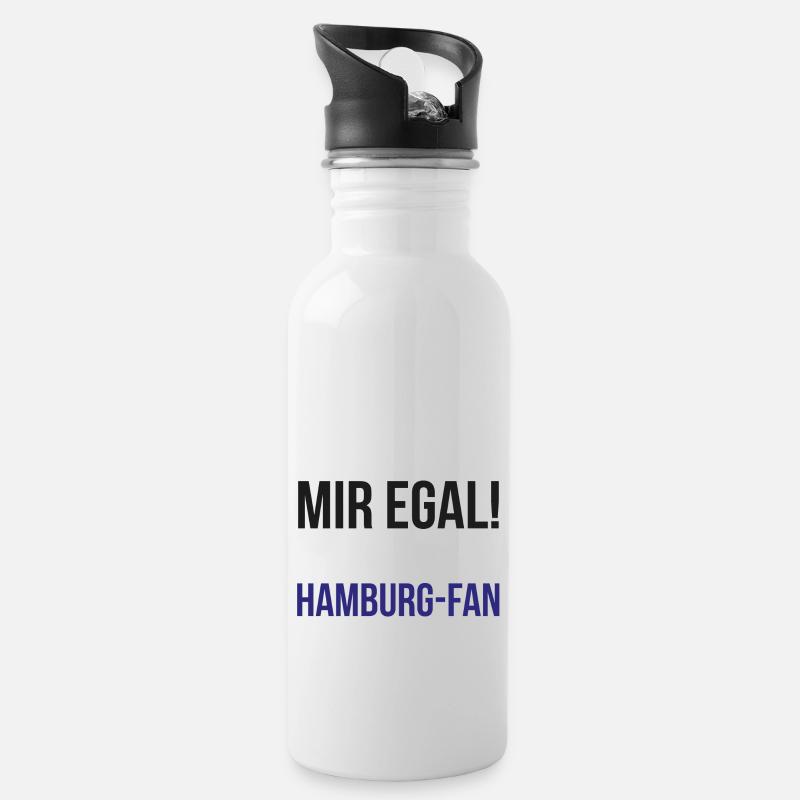 Ich bleibe Hamburg-Fan - Trinkflasche mit integriertem Trinkhalm - Weiß