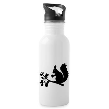 Eichhörnchen Eichel Zweig Eiche Blätter Baum Wald - Trinkflasche mit integriertem Trinkhalm - Weiß - Rechts