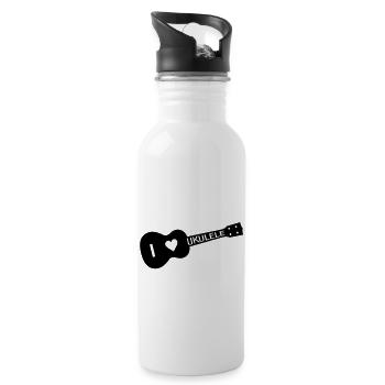 I love UKULELE - Trinkflasche mit integriertem Trinkhalm - Weiß - Rechts