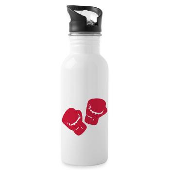 boxing glove boxing - Water bottle with straw - white - Right
