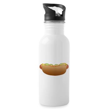 hotdog hamburger fast food cheeseburger4 - Water bottle with straw - white - Right