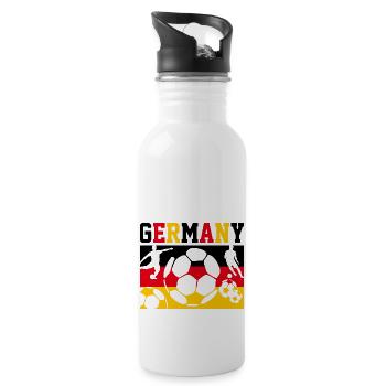 Germany flag Germany fanshirt - Water bottle with straw - white - Right