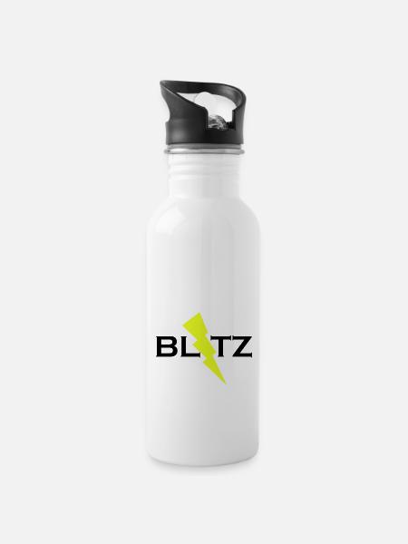BLITZ - Trinkflasche mit integriertem Trinkhalm - Weiß