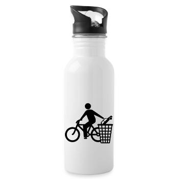 Bike vs Car - Water bottle with straw - white - Right