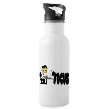 Office workaholic - Water bottle with straw - white - Right