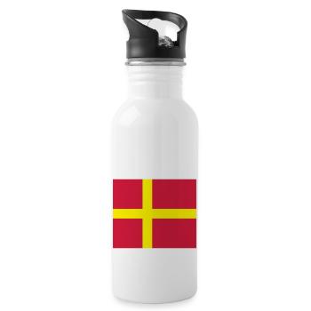 Flag of Skane - Trinkflasche mit integriertem Trinkhalm - Weiß - Rechts
