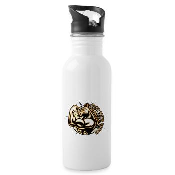 Unicorn Einhorn Fitness Harte Arbeit - Trinkflasche mit integriertem Trinkhalm - Weiß - Rechts