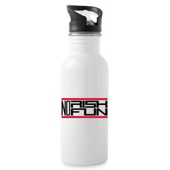 bar no risk no fun claim risk danger - Water bottle with straw - white - Right