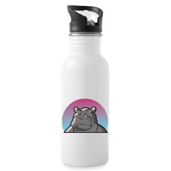 Hippo hippopotamus hippo pachyderm gift animal - Water bottle with straw - white - Right