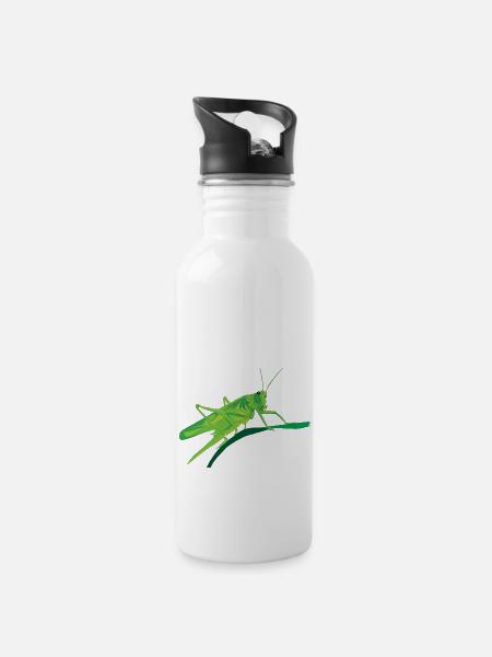 Heuschrecke Grashüpfer Insekt Vegetarier Geschenk - Trinkflasche mit integriertem Trinkhalm - Weiß