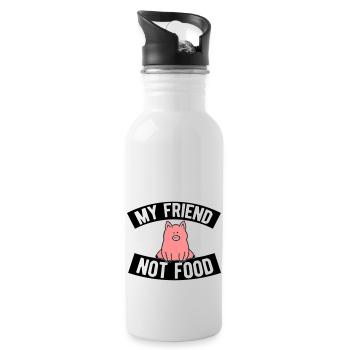 Vegan we are friends no food - Water bottle with straw - white - Right