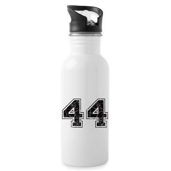 Zahl 44 im Used Look - Trinkflasche mit integriertem Trinkhalm - Weiß - Rechts