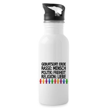 Gegen Rassismus - Trinkflasche mit integriertem Trinkhalm - Weiß - Rechts