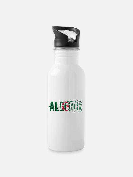 logo_flag_grunge_algerie_2 - Gourde avec paille intégrée - blanc