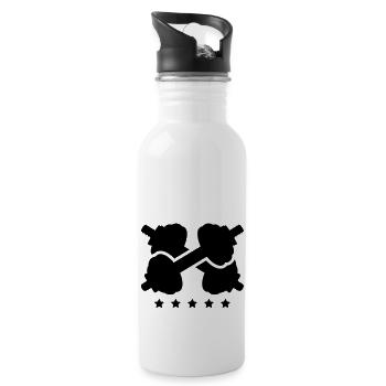 hantel_logo_pa1 - Trinkflasche mit integriertem Trinkhalm - Weiß - Rechts