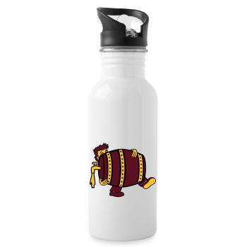 beer barrel drink thirst drinking party celebrate october - Water bottle with straw - white - Right