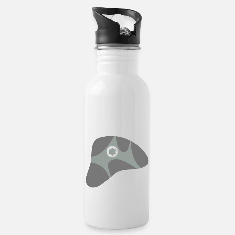 Bouldergriff, Klettergriff - Trinkflasche mit integriertem Trinkhalm - Weiß