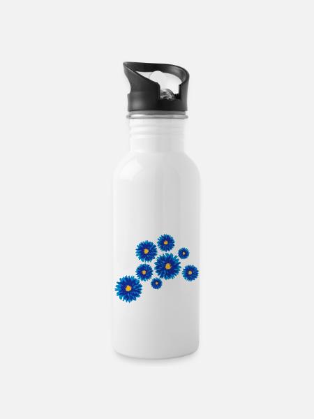 Flowers - Gourde avec paille intégrée - blanc