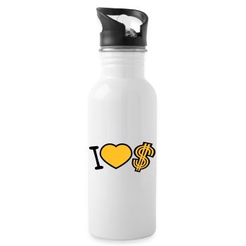 coeur dollar j'aime amour symbole signe argent riche - Gourde avec paille intégrée - blanc - Droite