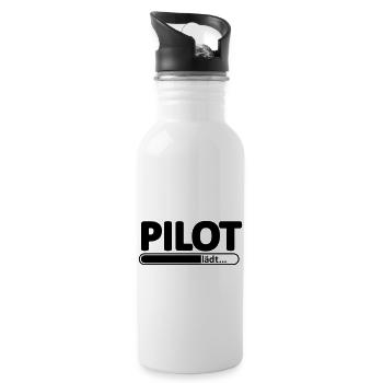 Pilot // Pilotin // Flugzeug // reisen // Flieger - Trinkflasche mit integriertem Trinkhalm - Weiß - Rechts