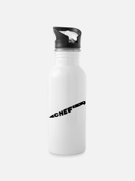 chef couteau - Water bottle with straw - white