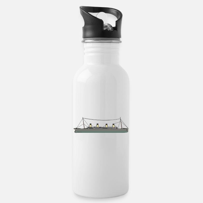 Titanic Schiff - Trinkflasche mit integriertem Trinkhalm - Weiß