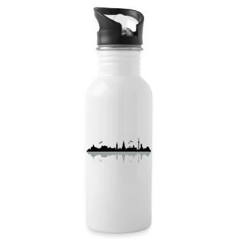 Skyline Kiel - Trinkflasche mit integriertem Trinkhalm - Weiß - Rechts