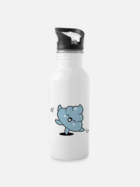 Poo kawaii dancing - Water bottle with straw - white