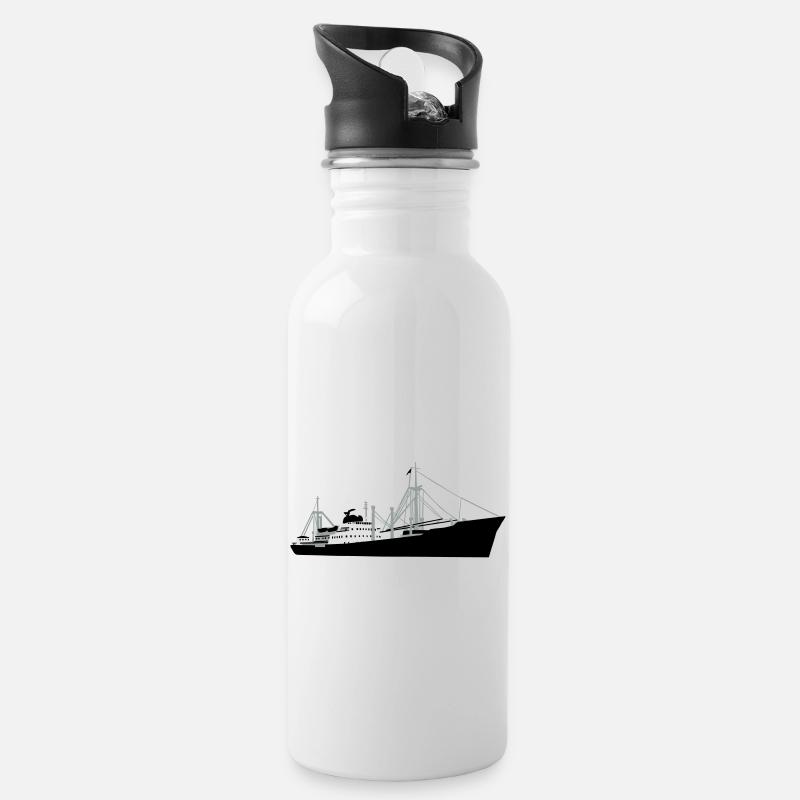 Schiff - MS F. Freiligrath - Trinkflasche mit integriertem Trinkhalm - Weiß
