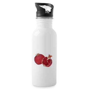 Pomegranate graphic logo fruit fruit drawing - Water bottle with straw - white - Right