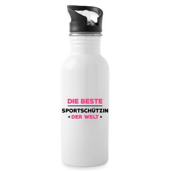 Sportschießen Schützen Sportschütze Sportschützin - Trinkflasche mit integriertem Trinkhalm - Weiß - Rechts