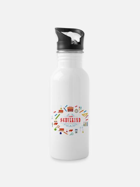 schulkind_02201601 - Trinkflasche mit integriertem Trinkhalm - Weiß
