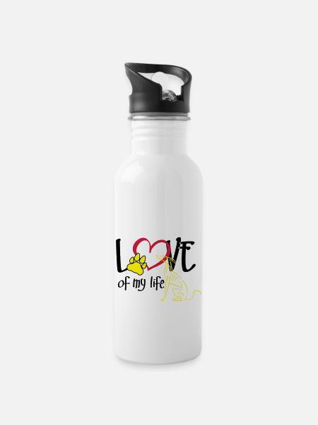 Amour de ma vie lévrier - Gourde avec paille intégrée - blanc