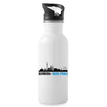 hamburg_meine_perle_02 - Trinkflasche mit integriertem Trinkhalm - Weiß - Rechts