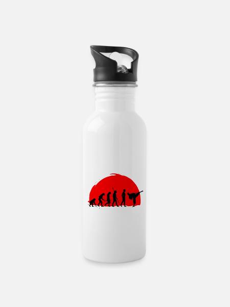 Karate Evolution Kampfsport - Trinkflasche mit integriertem Trinkhalm - Weiß
