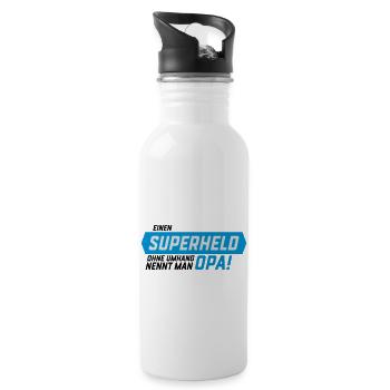 Superheld ohne Umhang Opa - Trinkflasche mit integriertem Trinkhalm - Weiß - Rechts