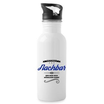 nachbar allerbeste - Trinkflasche mit integriertem Trinkhalm - Weiß - Rechts