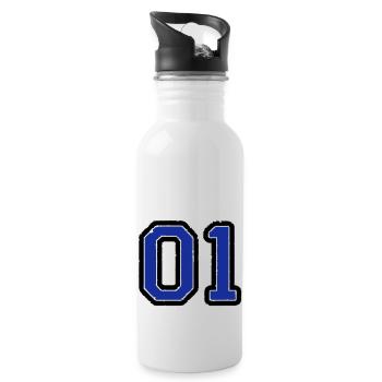 01 - Trinkflasche mit integriertem Trinkhalm - Weiß - Rechts