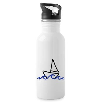 Sailing, Sailboat and waves - Water bottle with straw - white - Right
