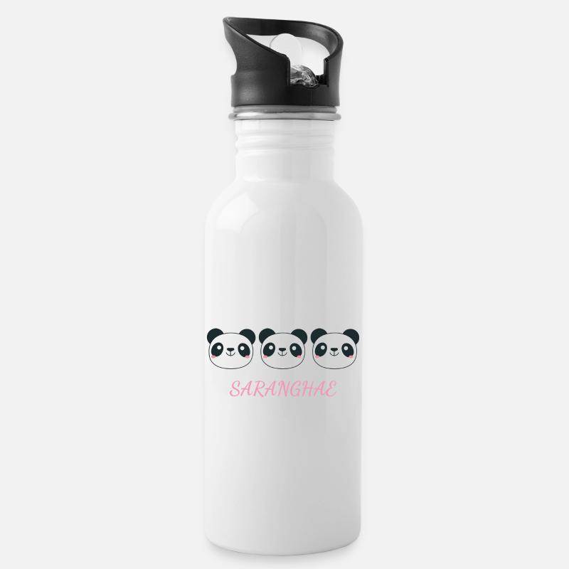Liebe Koreanisch Sprache - Trinkflasche mit integriertem Trinkhalm - Weiß