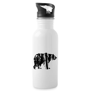 Bär im Wald - Trinkflasche mit integriertem Trinkhalm - Weiß - Rechts