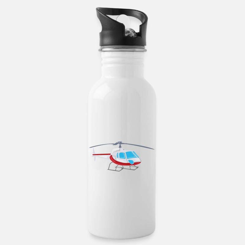 Hélicoptère hélicoptère - Gourde avec paille intégrée - blanc