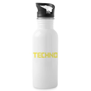 Techno - Trinkflasche mit integriertem Trinkhalm - Weiß - Rechts