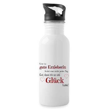 Gute Erzieherin - viel Glück hatte! - Trinkflasche mit integriertem Trinkhalm - Weiß - Rechts