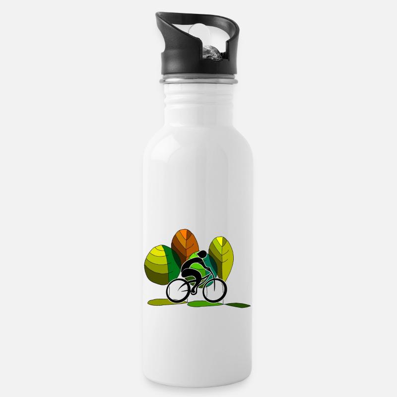 Radfahrer - Trinkflasche mit integriertem Trinkhalm - Weiß