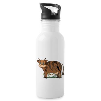 Kuh - Trinkflasche mit integriertem Trinkhalm - Weiß - Rechts