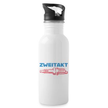 Zweitakt Zündkerze farbig - Trinkflasche mit integriertem Trinkhalm - Weiß - Rechts